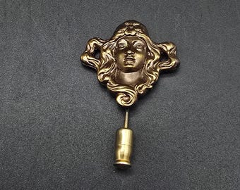 Art Nouveau Whimsical Lady Muse Stick Pin Vintage Jewelry