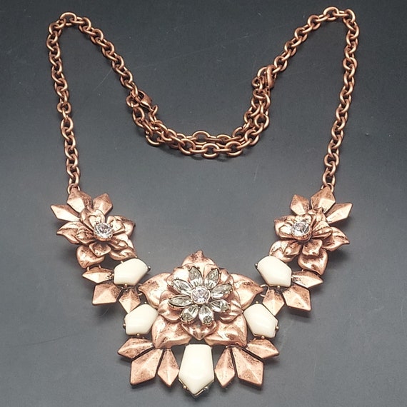 Premier Design Copper Tone Floral Bib Necklace St… - image 9