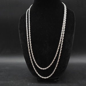 Monet Silver Tone Twisted Chain Necklace Vintage Costume Jewelry