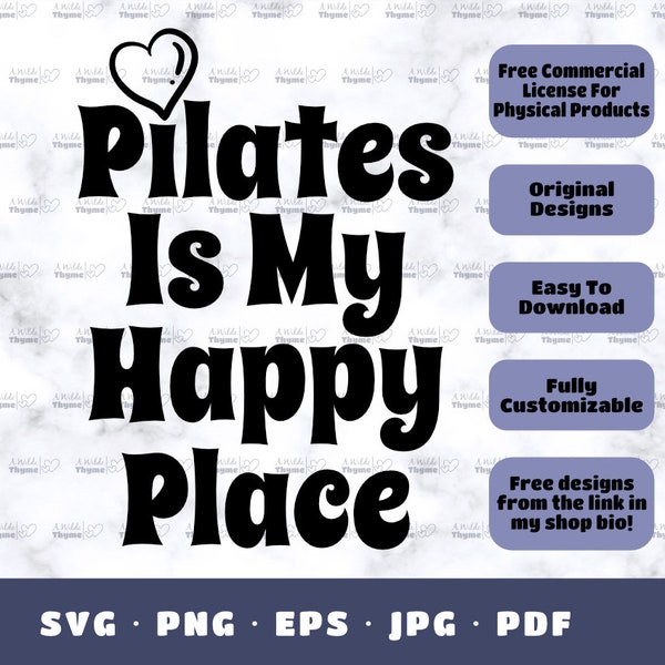 Pilates Svg Png, Pilates Is My Happy Place, Pilates Shirt Svg, Heart Svg, Heart Png, Pilates Instructor Gift, Fitness, Exercise, workout Svg