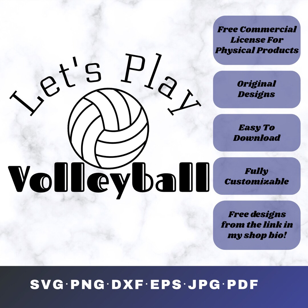 Let's Play Volleyball Volleyball Clipart Volleyball SVG Etsy