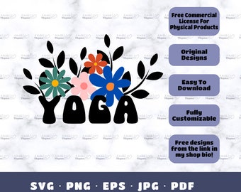 Yoga Svg, Flower Svg, Floral Yoga Svg, Yoga Png, Yoga Clipart, Yoga Flowers, Floral Svg, Floral Png