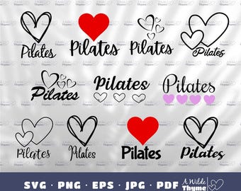 Pilates Love Herz SVG Bundle: Fitnesslehrer Designs (Digitaler Download)
