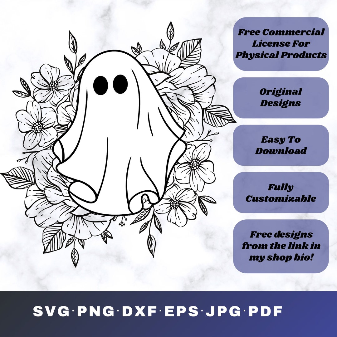 Ghost Flower Svg Ghost Flower Png Ghost Svg Ghost Png Etsy