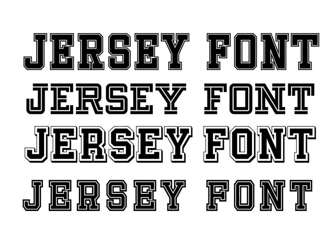 Jersey Font, Jersey Alphabet, Jersey Numbers 4 Different Fonts, Jersey