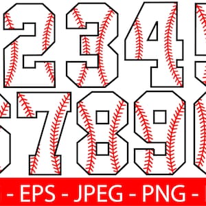 Instant Download ,Baseball Numbers,Baseball Numbers svg,Baseball Stitch,Baseball font svg, Numbers that look like baseballs , t shirt design