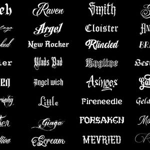 Lot de 32 polices de tatouage premium : polices professionnelles pour artistes, police bulle, logo, police de calligraphie, pour cricut, TTF/OTF