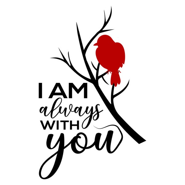 Cardinal Memorial SVG, Memorial SVG, Cardinal SVG, Always With You svg, Remembrance svg, Red Cardinal heart svg, Cut File Cricut, Silhouette