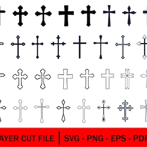 Instant Download, 40 Different Cross Signs SVG, Christian Cross SVG, Catholic Svg, Cross silhouette, Cross Cricut, Cross cut file,