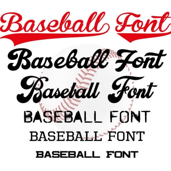 Baseball Font, Baseball Alphabet, 6 Different Fonts, Baseball Letters, Font for Cricut , Instant Download