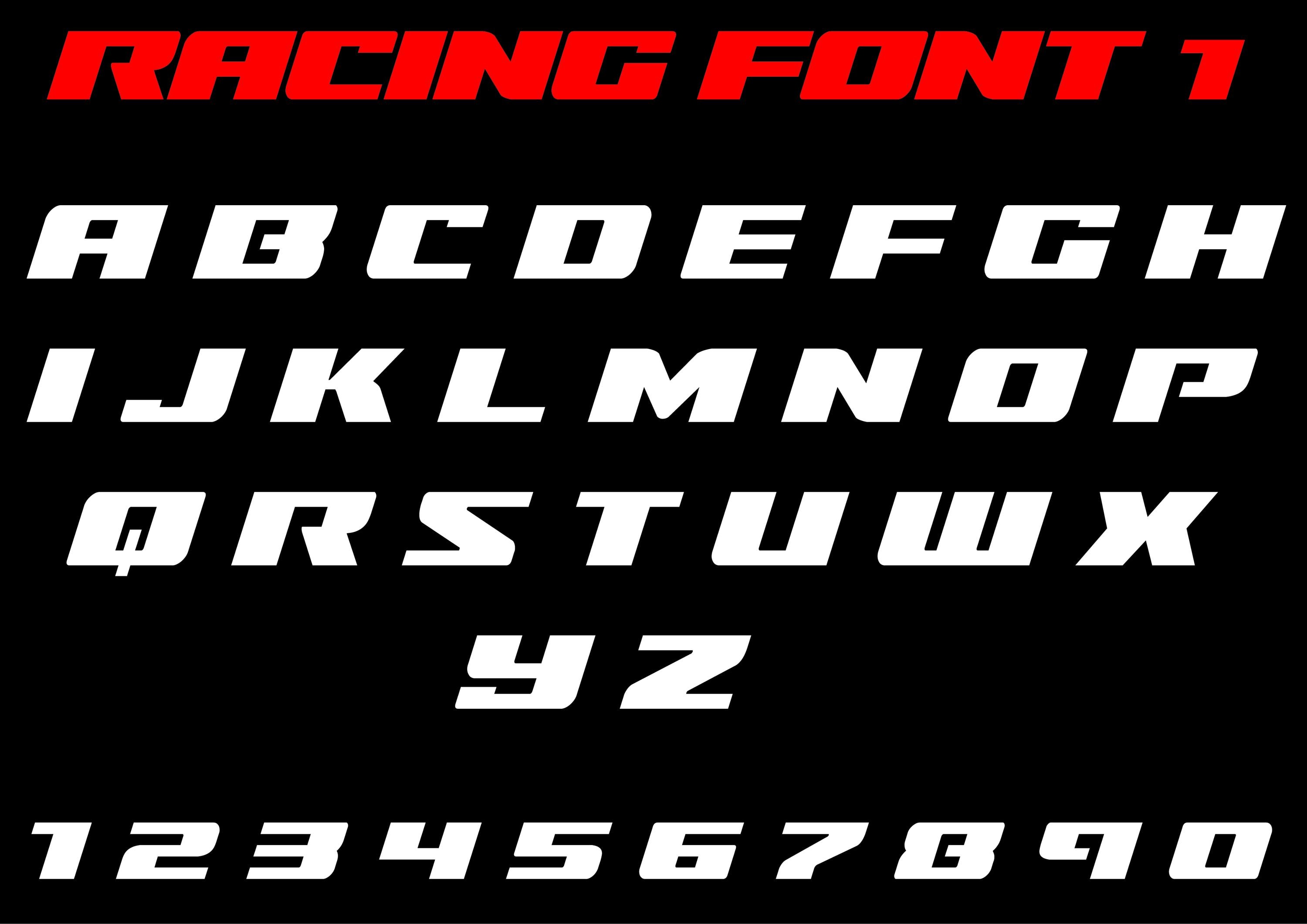 Four Racing Font Racing Fonts Bundle , Racing Fonts , Racing Alphabet Svg,speed Racing ...