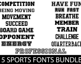 Instant Download , 15 Sports Fonts Bundle - Sports Full Alphabet SVG, PNG, TTF, Varsity Font - College Font - Sport Font, Baseball Font