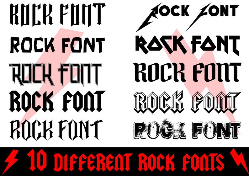 10 Rock Fonts Bundle I 10 Rock Font Alphabet SVG I Rockband Letters ...