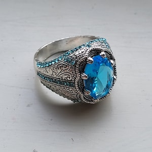 Blue zircon Ring For Men