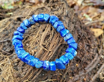 Lapis lazuli Natural cut chips made bracelet