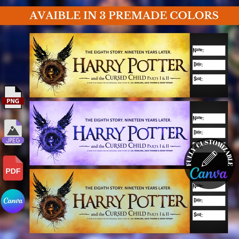 HARRY POTTER and the Cursed Child Printable Broadway Gift Ticket