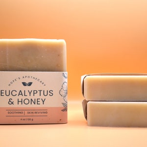 Sapone a freddo all&#39;eucalipto e miele / Sapone a freddo / Saponetta naturale / Sapone al burro di karité / Sapone al limone e eucalipto / Sapone al miele /