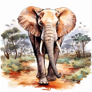 Aquarell Elefant Clipart 10 JPGs, hohe Qualität, digitaler Planer, Papierhandwerk, Aquarell, kommerzielle Nutzung, digitaler Download