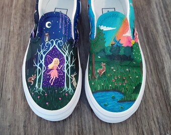 Slip-on Vans Shoes Hand Painted - Made to Order - Kid Sizes