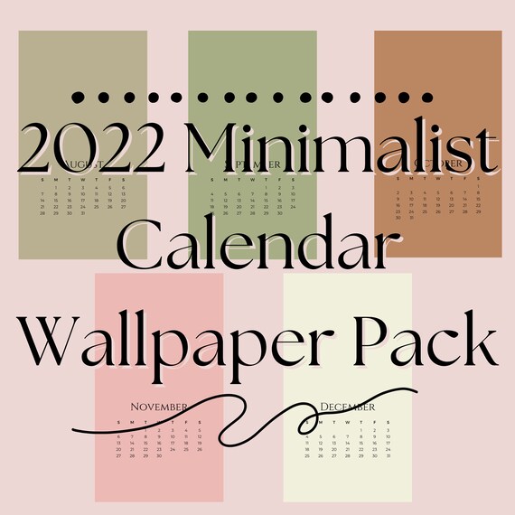 2022 Minimalist Calendar Wallpaper Pack - Etsy