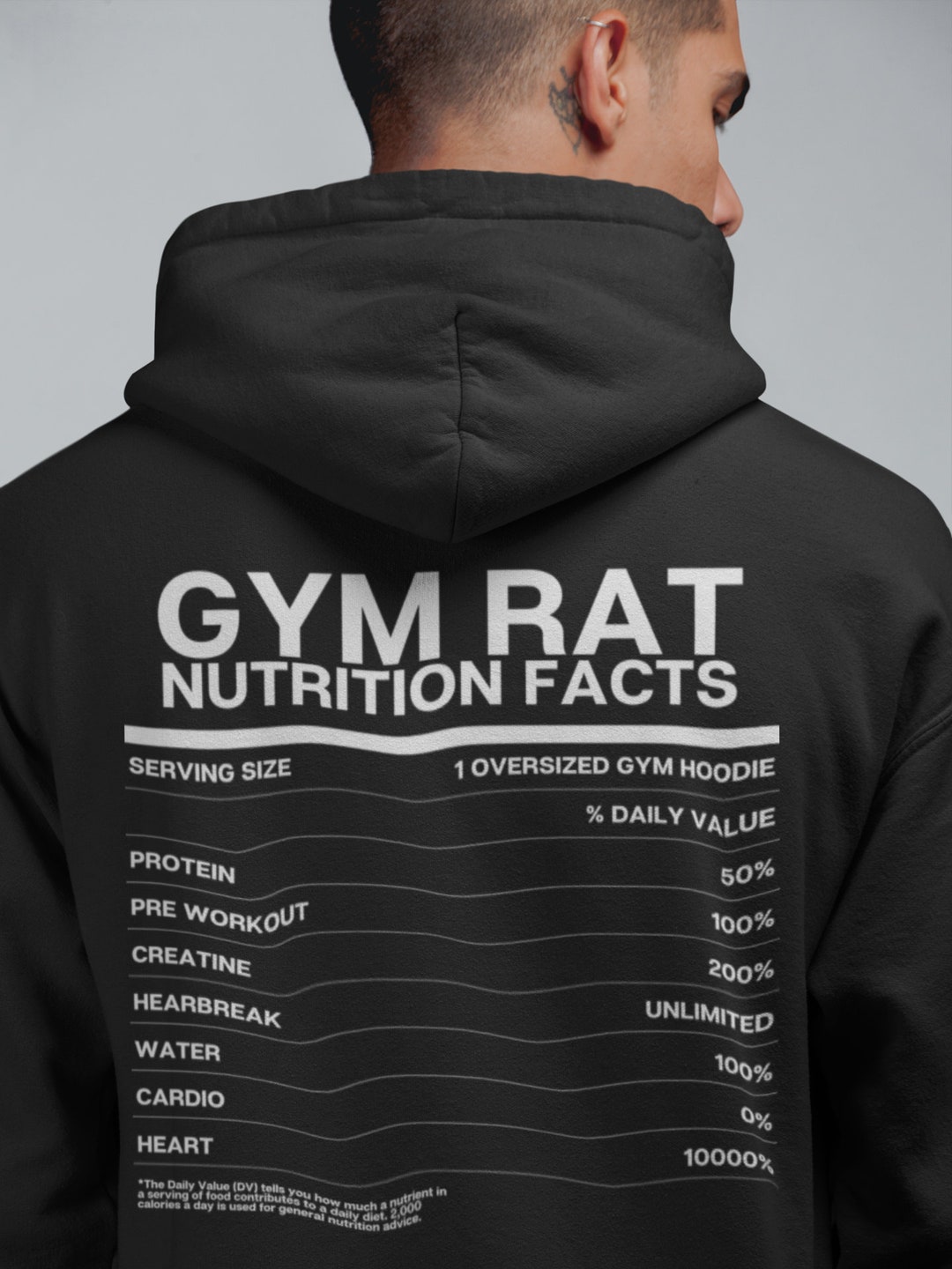 Gym Rat Nutrition Facts Gym Hoodie and Sweater Oversized Hoodie Gym