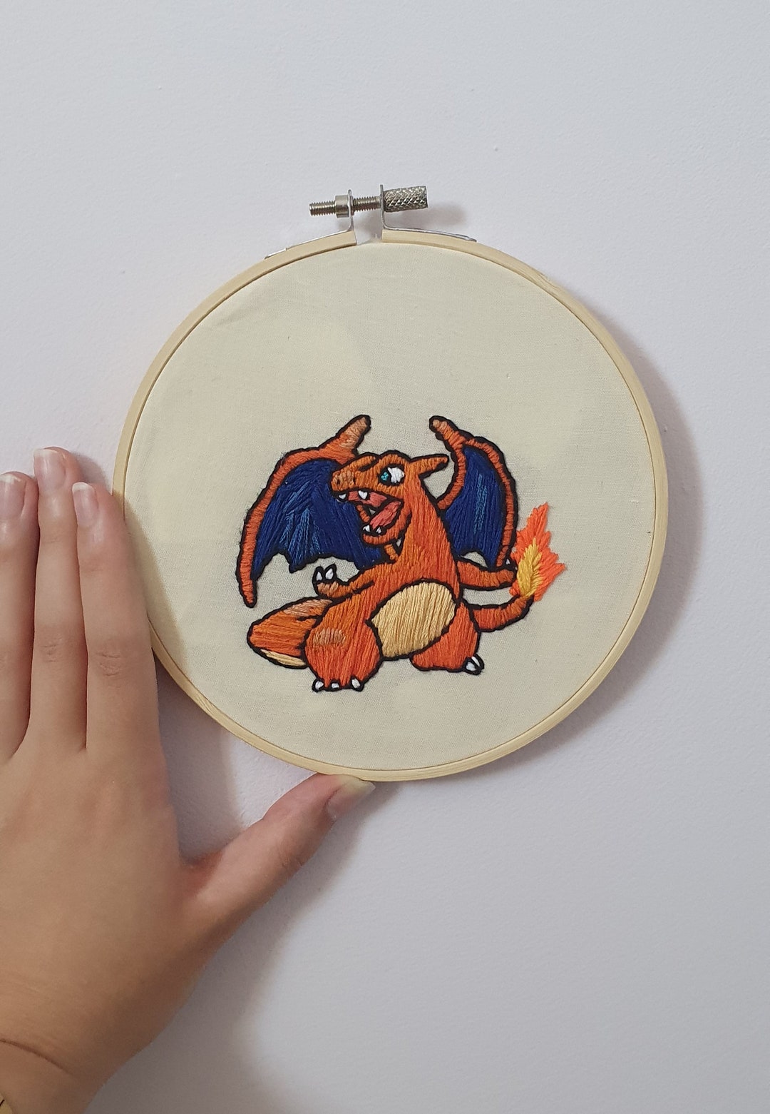Handmade Embroidered Charizard Pokemon Wallhanging Etsy