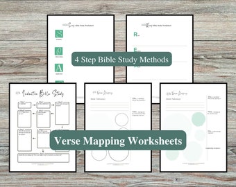 Bible Study Printables, Bible Journal, Bible Study Worksheets, Bible Study Templates, Verse Mapping Pages, and Bible Study Notes