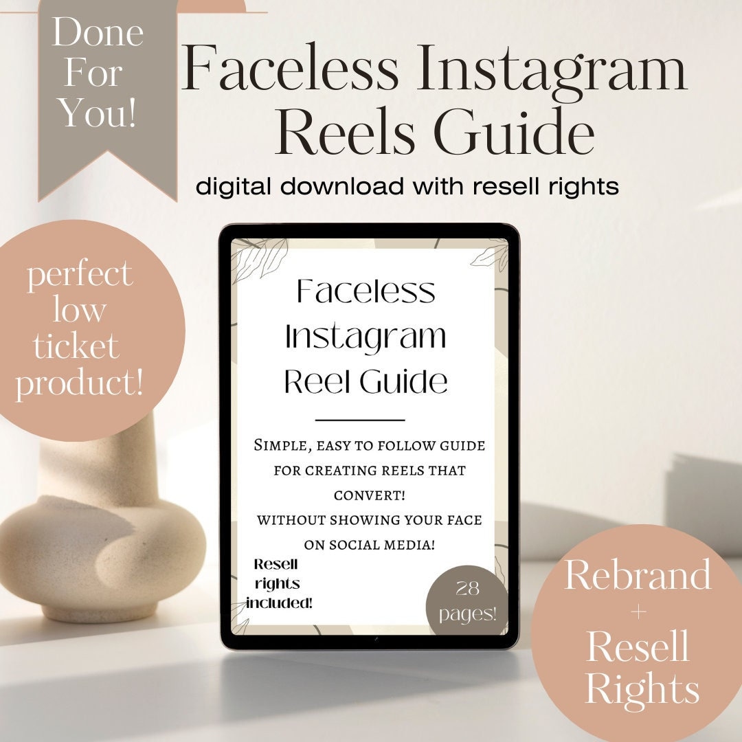 Done for You Course. Faceless Instagram Reel Guide. Master Resell Rights  Business Digital Product. Faceless Low Ticket Guide for Roadmap 