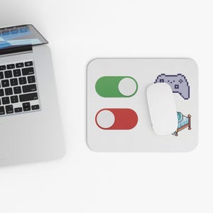 Gaming Mode On-Off Mouse Pad | Pixel Controller and Bed Icons