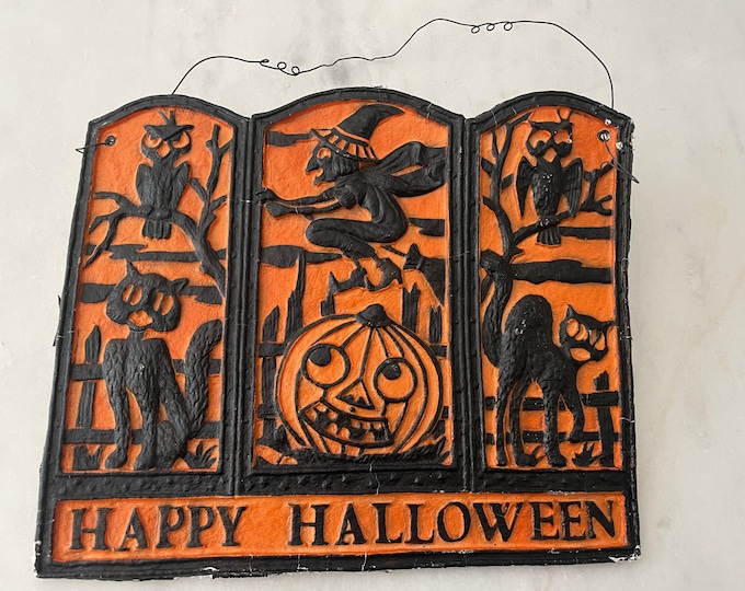 Very Rare Collectable Vintage Paper Mache Halloween Decor Wall Hanging