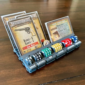 Weyland Modulare Counter und Kartenhalter (STL Dateien) - Tracker-Zifferblätter (TP, Life...) und benutzerdefinierte Beschriftungen für ein Dashboard eines modularen Brettspiels