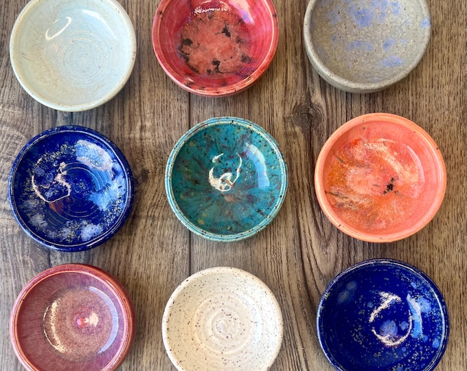 Handmade Ceramic Soy Sauce Dish: Small Pottery Ring Bowl