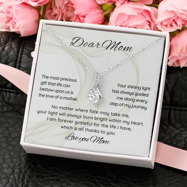 Gift for Mom Alluring Beauty Necklace | Mothers Day Gift Son, Necklace for Mom From Son Daughter, Mom Heart Necklace, Mom Birthday Gift,
