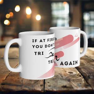 Triathlon Gift Mug for Triathlete, sports gift, swimming riding running, Marathon Ironman Gift for swimmers gift for runners triathlon coach