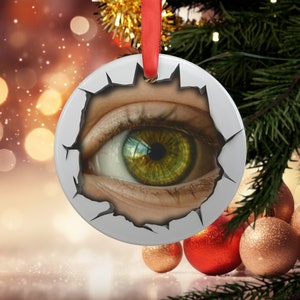 3D effect Break Out Eyeball Novelty Christmas Ornament Acrylic with Ribbon Gift for Christmas Secret Santa Stocking Filler Gift