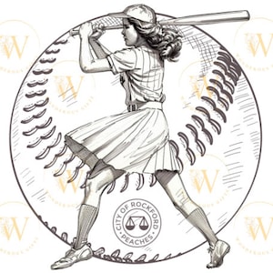 Baseball PNG SVG A League of their own Rockford Peaches  Transparent BackgroundBaseball girls Cricut Instant Digital Download V2