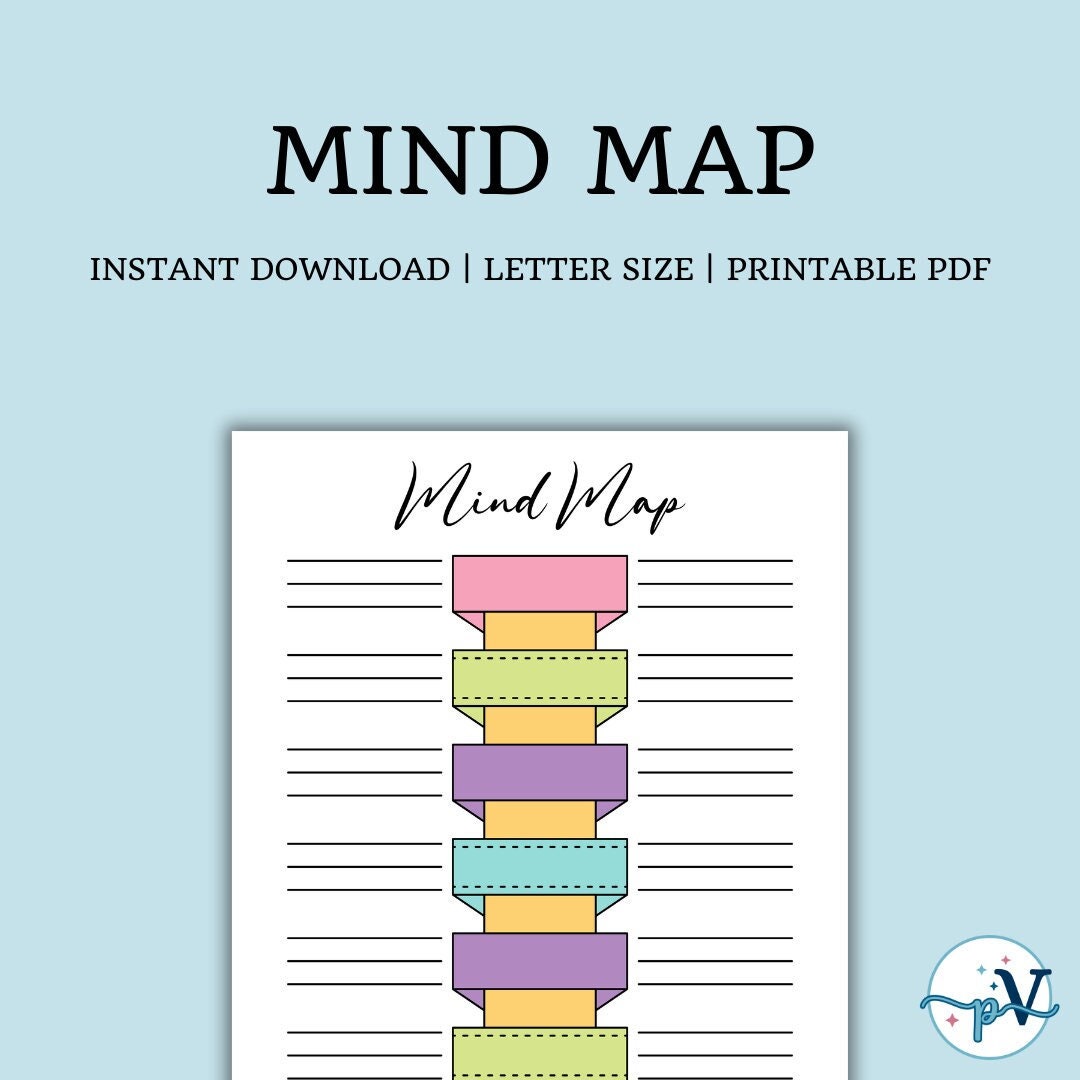 Colorful Mind Map Chart Brainstorming Map Diagram Visual Mind - Etsy