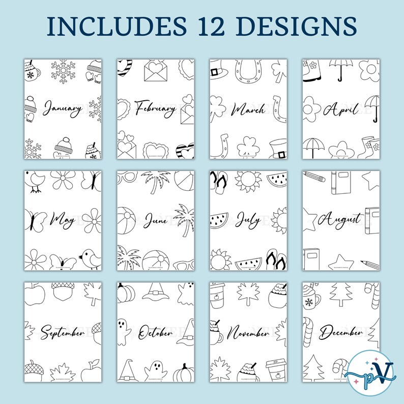 Monthly Planner Cover Pages Printable Dividers Set Monthly Dashboards ...