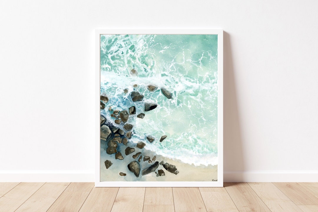 Ocean Landscape Watercolor Painting Art Print Beach Art Print Florida ...