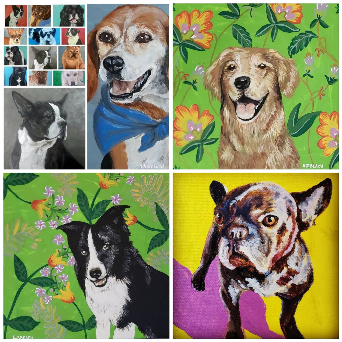 Custom Pet Portrait Original Acrylic Painting 8x10 on Canvas - Etsy