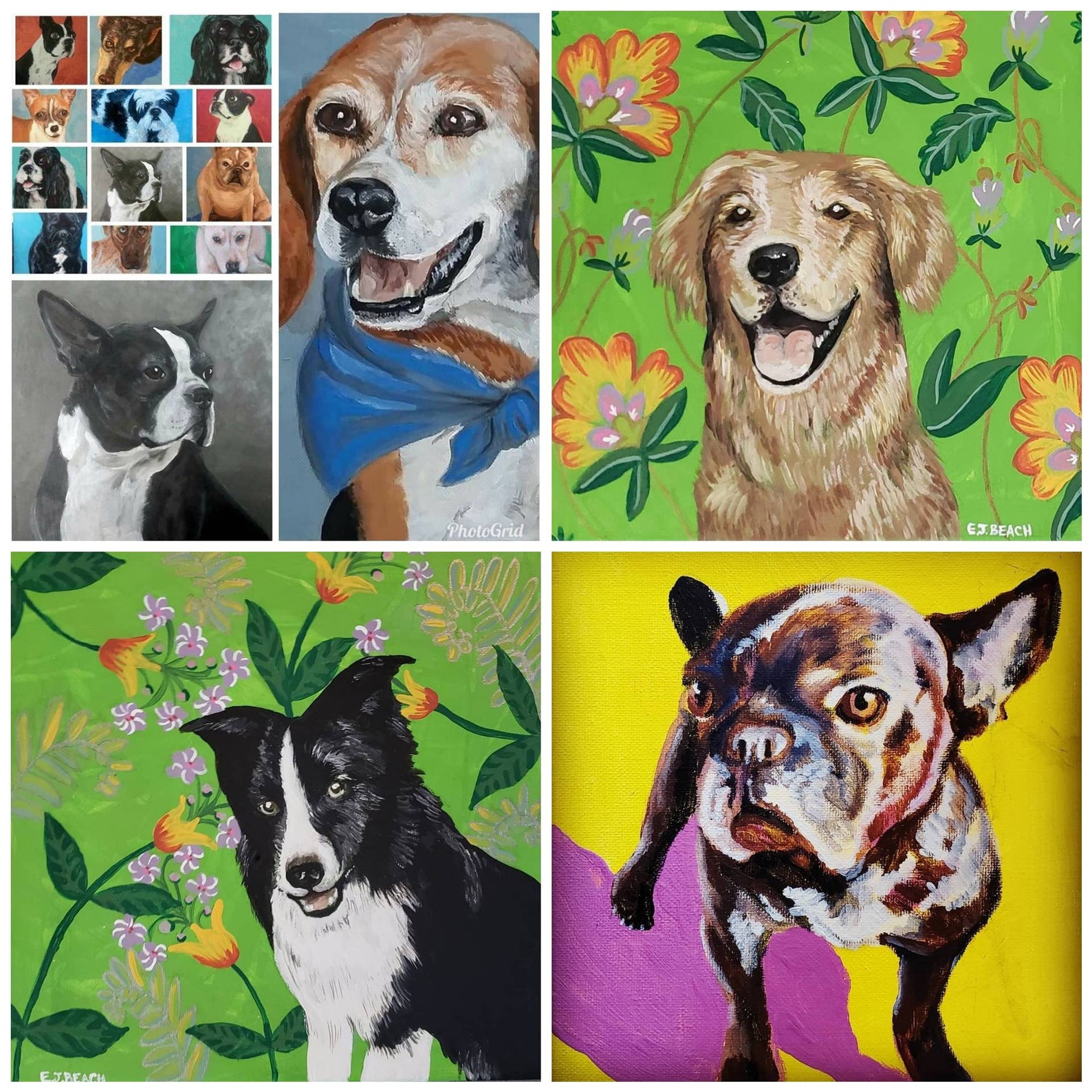 Custom Pet Portrait Original Acrylic Painting 8x10 on Canvas - Etsy