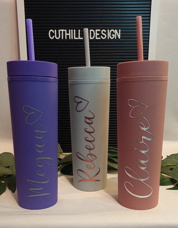 Personalised Cup With Straw Reusable Cup Skinny Tumblers Etsy UK