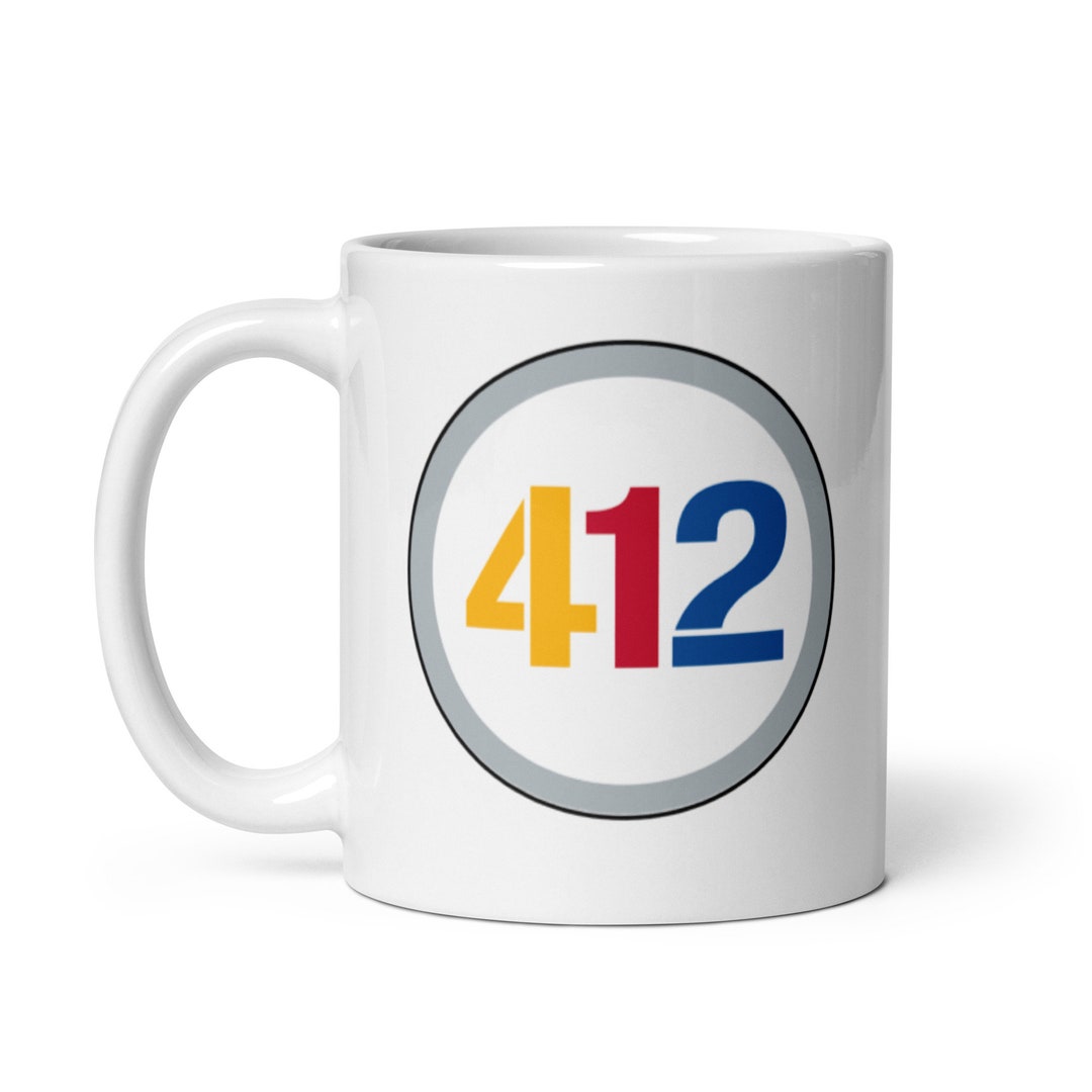 Pittsburgh 412 Steelers Logo White Glossy Mug - Etsy
