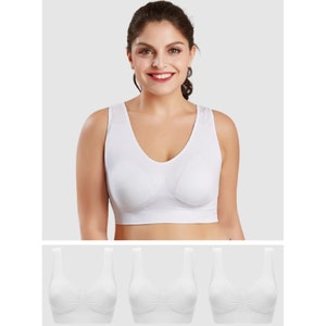 36D White Bralette With Hook and Loop Closure, White Bra,yoga Bra,adjustable  Bralette Gives Comfort and Support,lined Bralette,convertible 