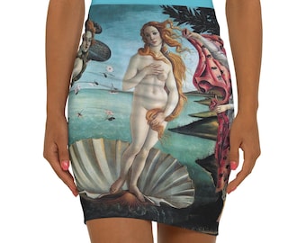Artsy Skirts - Birth of Venus  Design - Pencil Skirt | Street Wear | Women's Skirt | Artist Skirt | Artist Gift | Art Fashion | Beachwear