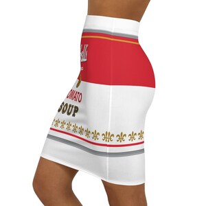 Artsy Skirts - Campbell's Soup Can Design | Warhol Inspired Pop-Art Pencil Skirt | Street Wear | Women's Skirt | Artist Skirt | Beachwear afbeelding 3