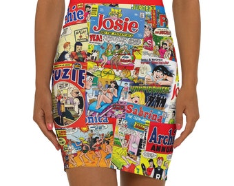 Artsy Skirts - Vintage Comic Book Design - Pencil Skirt | Street Wear | Women's Skirt | Artist Skirt | Beachwear | Designer Style