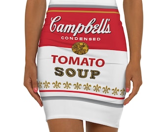 Artsy Skirts - Campbell's Soup Can Design | Warhol Inspired Pop-Art Pencil Skirt | Street Wear | Women's Skirt | Artist Skirt | Beachwear