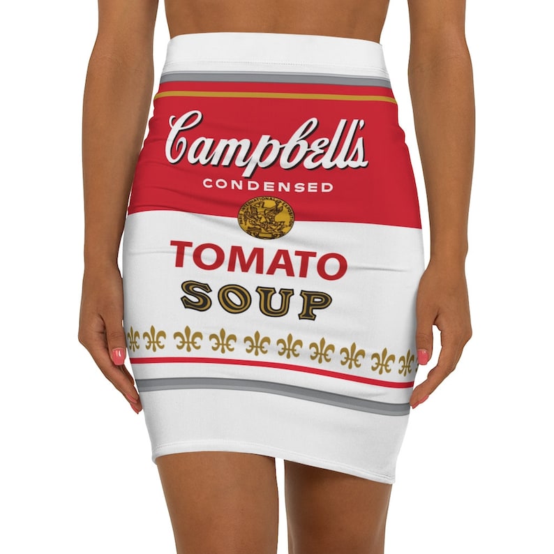 Artsy Skirts - Campbell's Soup Can Design | Warhol Inspired Pop-Art Pencil Skirt | Street Wear | Women's Skirt | Artist Skirt | Beachwear afbeelding 1