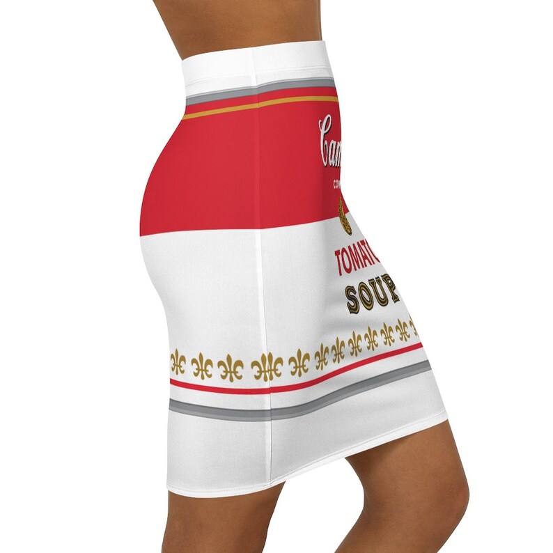 Artsy Skirts - Campbell's Soup Can Design | Warhol Inspired Pop-Art Pencil Skirt | Street Wear | Women's Skirt | Artist Skirt | Beachwear afbeelding 4